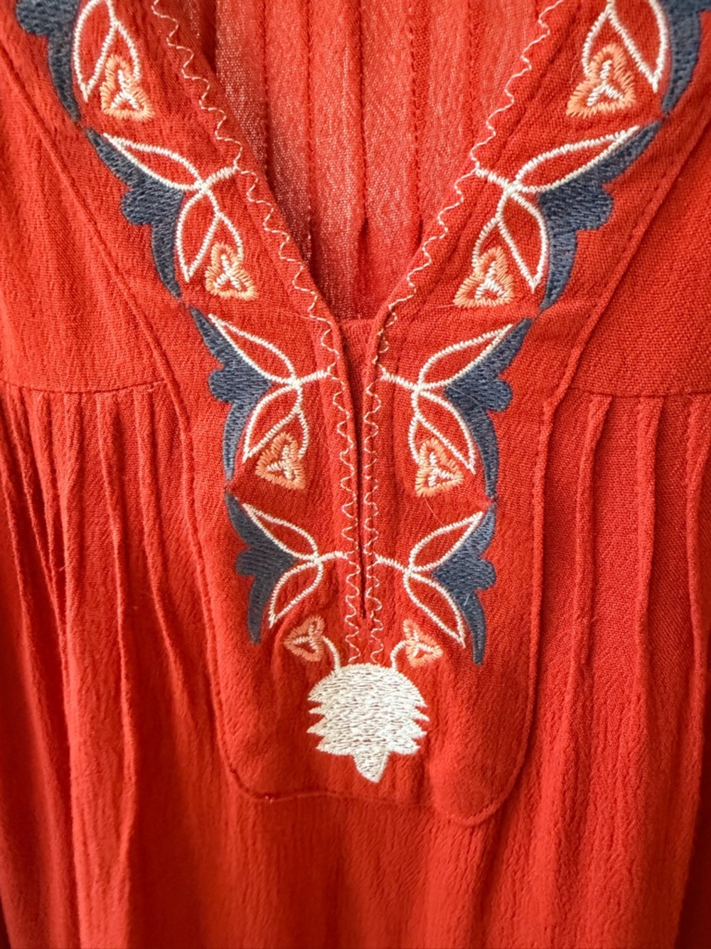easel Rusty color Embroidered Boho Peasant Blouse - Picture 6 of 7